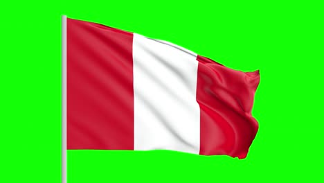 national flag of peru waving in the wind on green screen with alpha matte