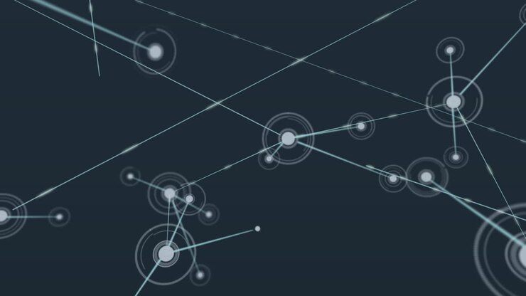 Animation on network of connections over black background