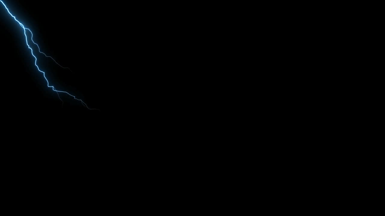 Animazione 3D di un bellissimo movimento di fulmini che colpiscono dal cielo verso la telecamera. Fulmini realistici
