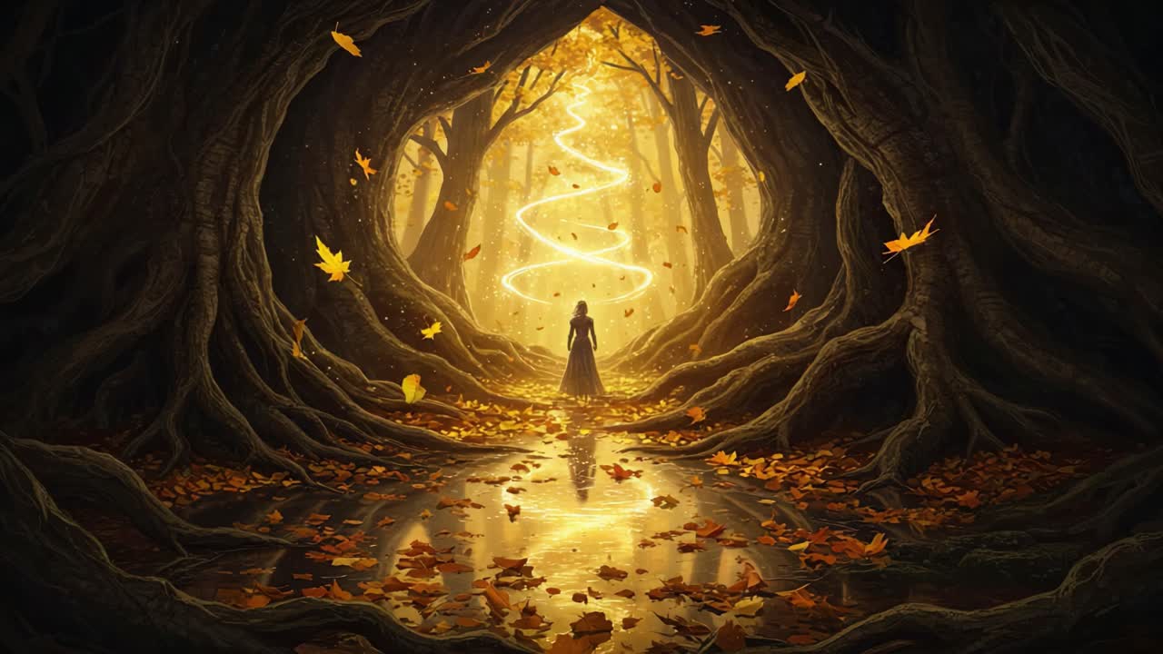 A Mystical Journey Through an Enchanted Forest Where Light and Nature Intertwine, Revealing a Captivating Scene of Beauty and Wonder