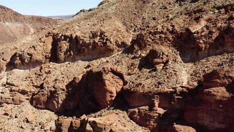 Aerial-drone-view-towards-details-and-shapes-of-rocky-mountains-in-Kingman,-USA