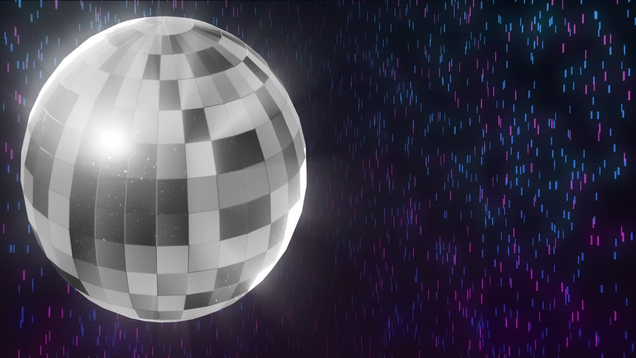 Animation einer Discokugel über Lichtflecken auf schwarzem Hintergrund