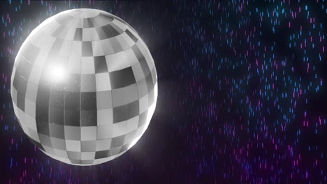 animación de una bola de discoteca sobre puntos de luz sobre un fondo negro.