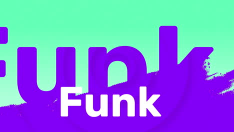 animation of funk text over purple shadow on blue background