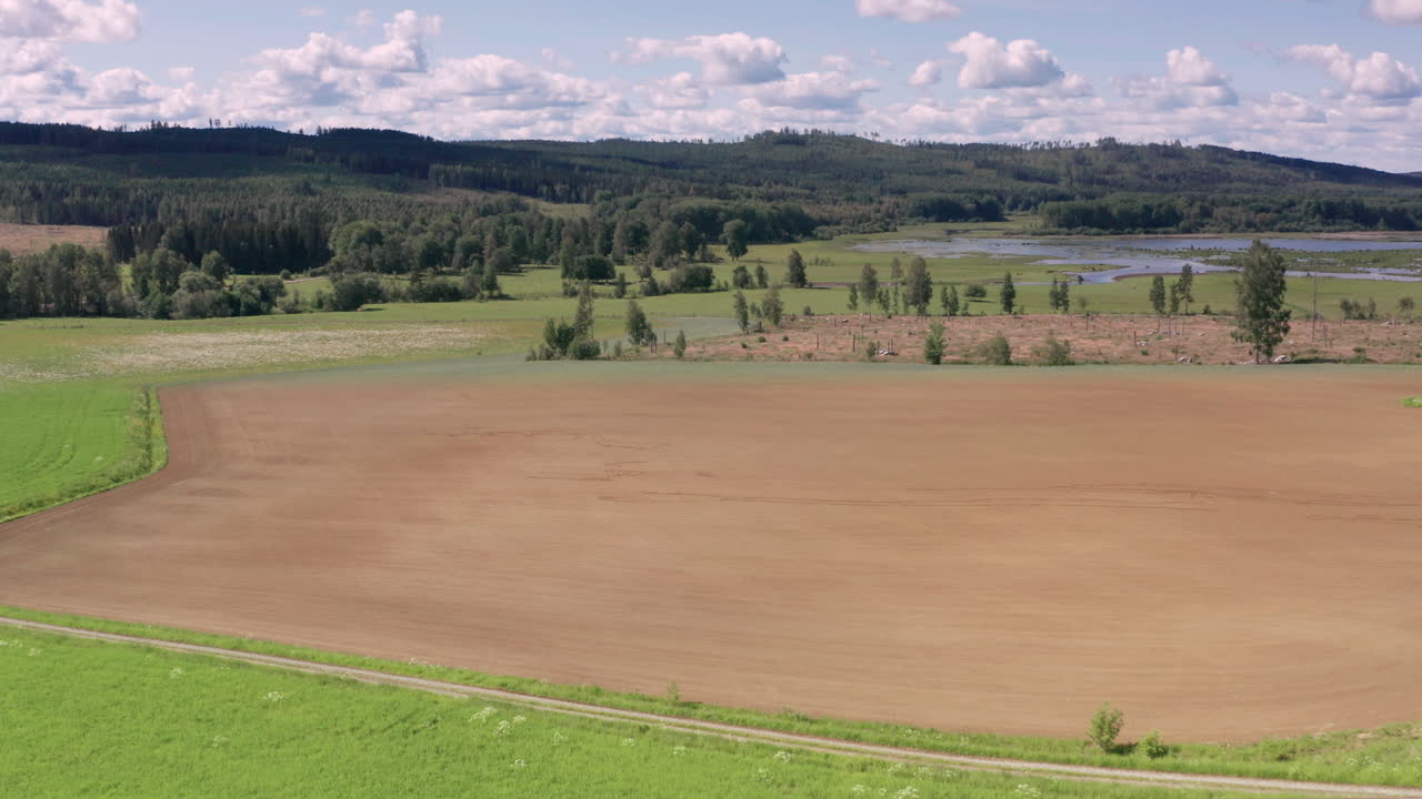 2 MONTH AERIAL TIMELAPSE BACK WIPE of crops growing from a ploughed field