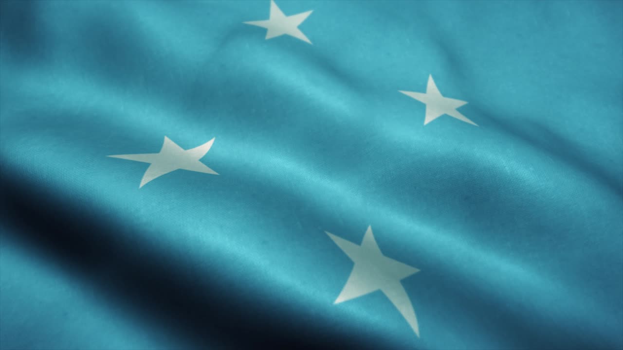 la bandera de micronesia ondeando en el viento. la bandera nacional de micronesia. el signo de micronesia animación de bucle sin costuras. 4k