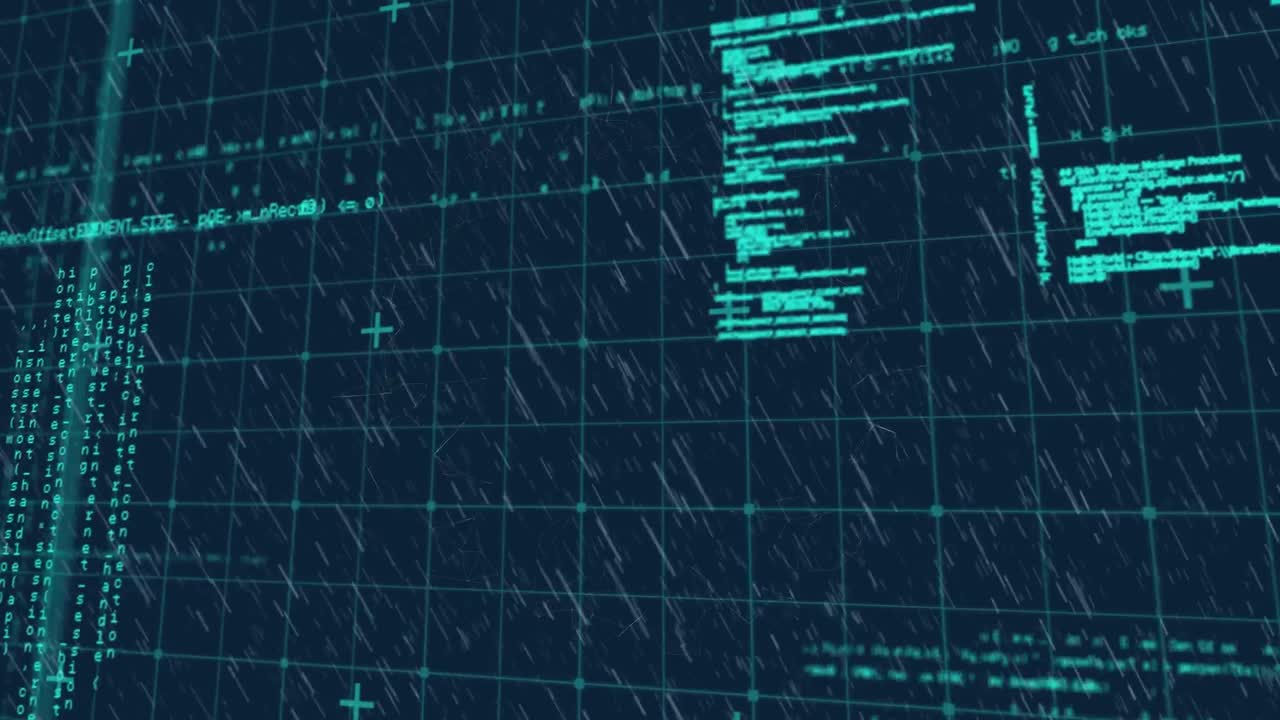 Animation of data processing over blue background