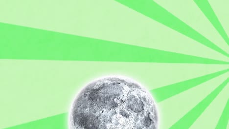animation of moon appearing over rotating green background