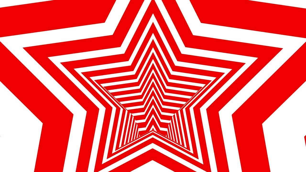 색과 빨간색의 매이지 않는 루프 배경으로 애니메이션 최면 별.