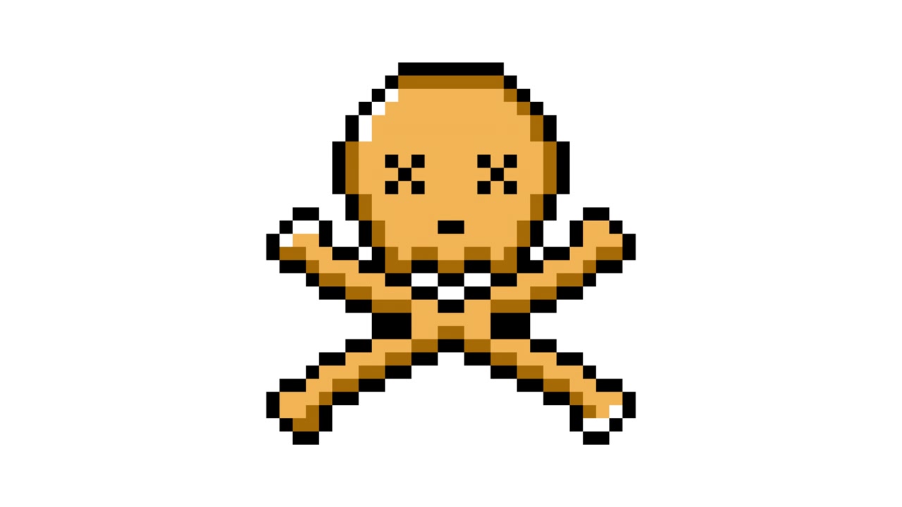 Pixel Art Pop-up Ikon Animation med kranie og krydsede knogler (9).mov