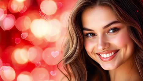 a beautiful young woman with long brown hair smiling at the camera