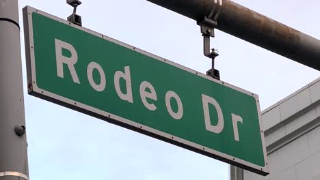 rodeo drive street sign, static close up