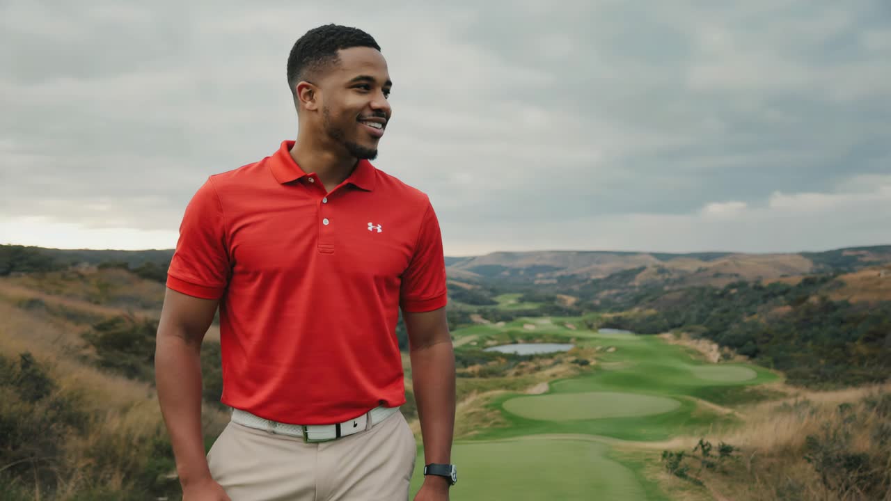 Man in Under Armour Golf Apparel on a Golf Course