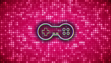 animación de la consola de juegos averiada sobre círculos contra un fondo rosado