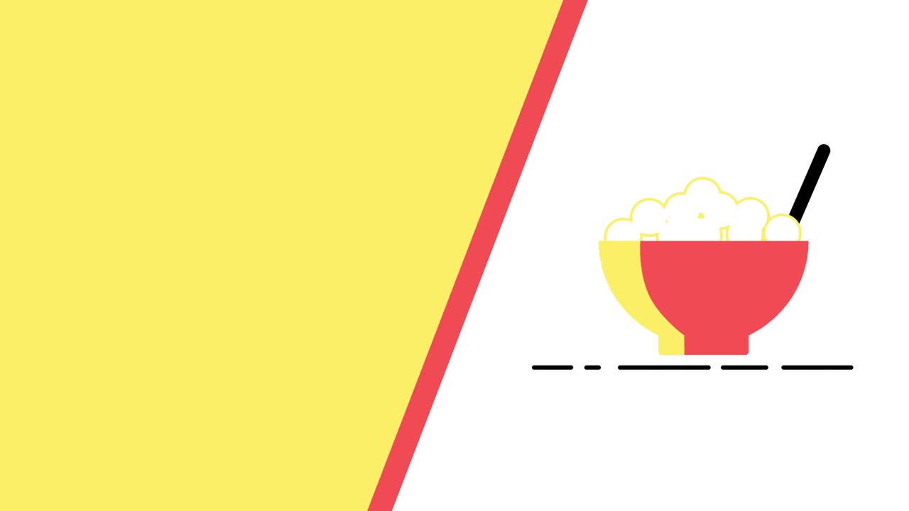 색 배경에 평평한 스타일의 음식과 함께 빨간 그의 4k 비디오.