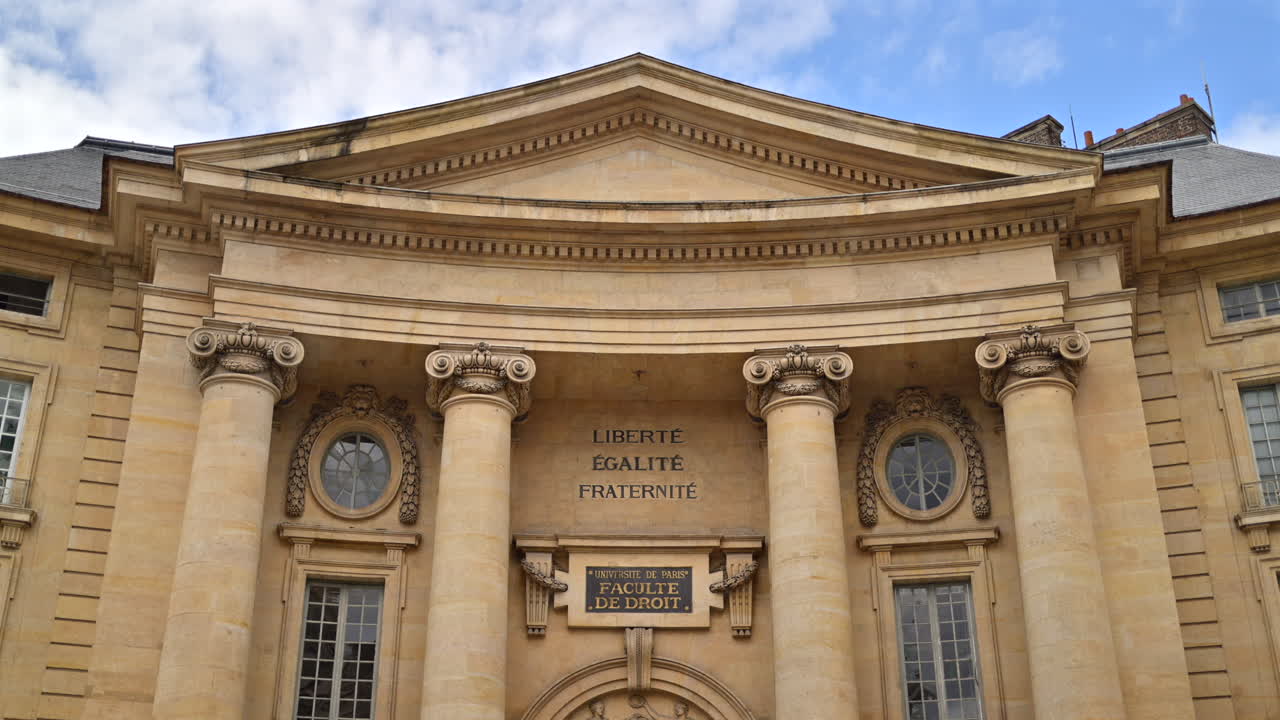 Paris Law Faculty in the Panthéon-Sorbonne University in France with the blue sky on the background