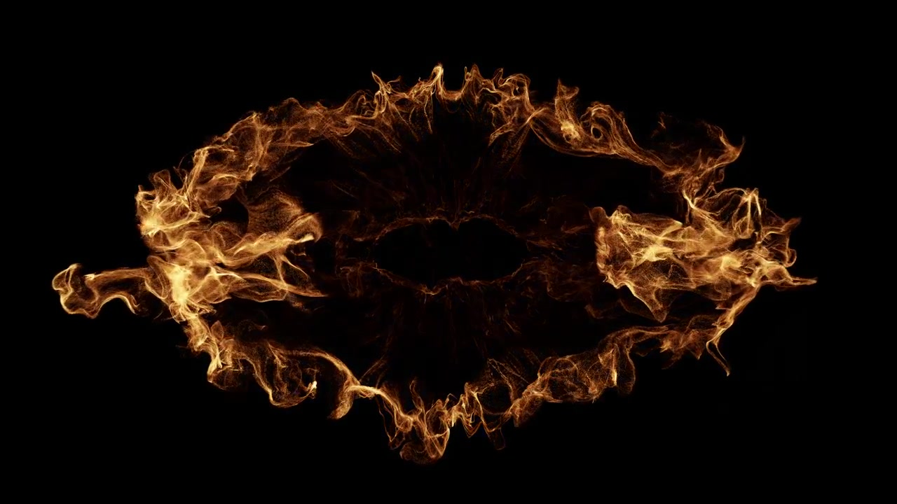 Abstract Golden Particle Explosion Expanding and Dissipating on Black Background