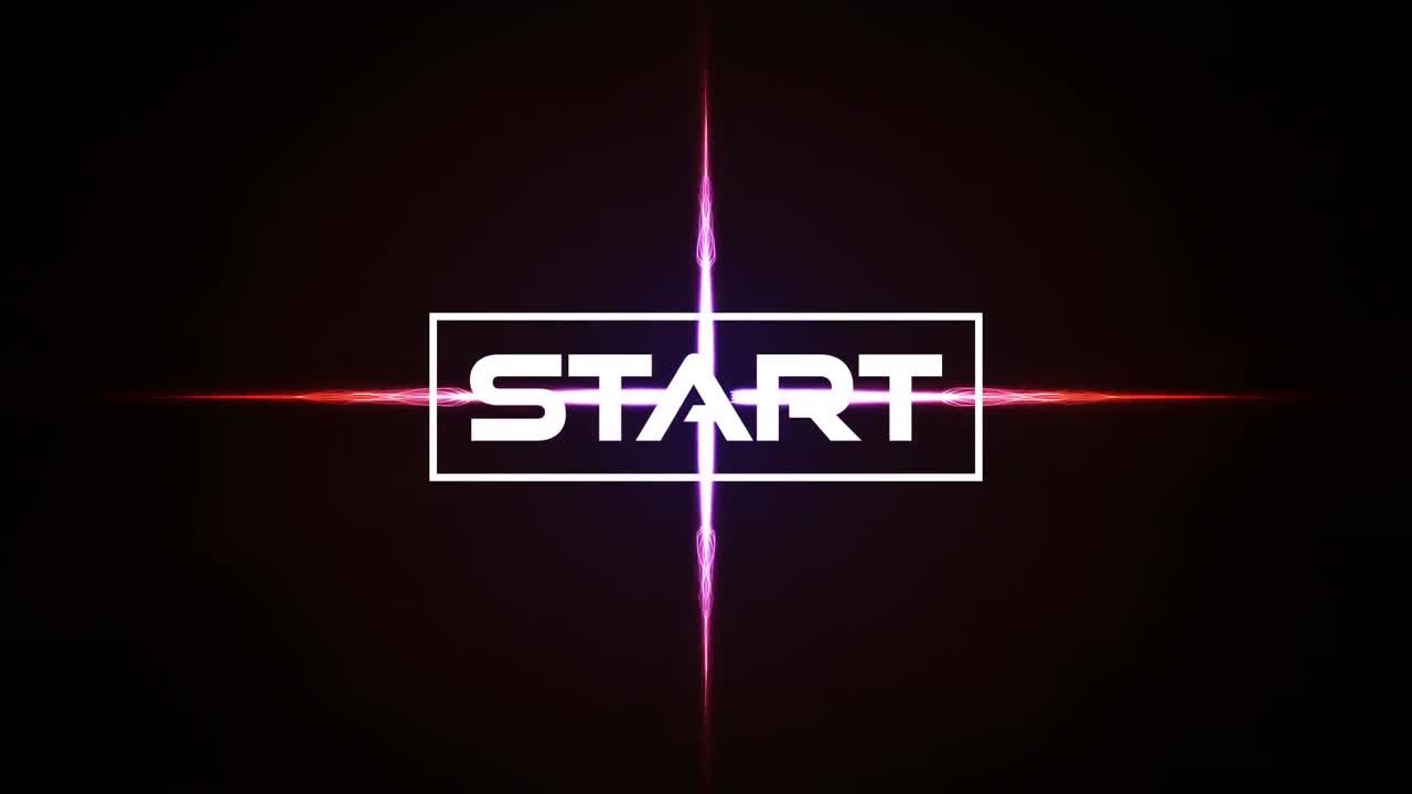 Animation of start text over red light on black background