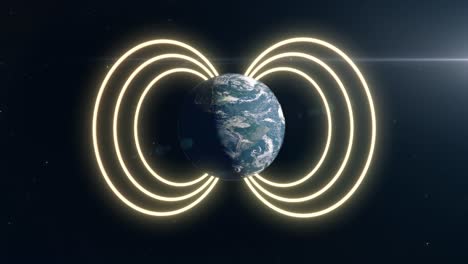 planet earth in space with glowing magnetic field