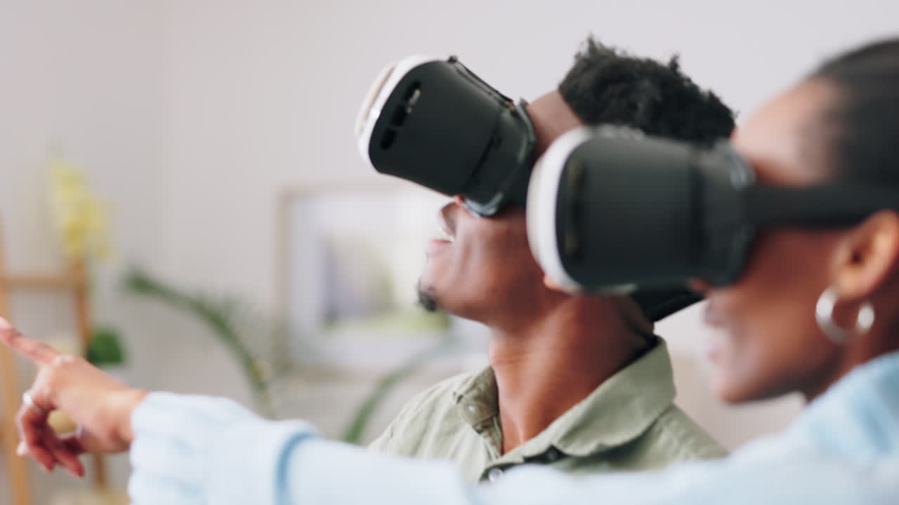 pareja futurista con vr o realidad virtual