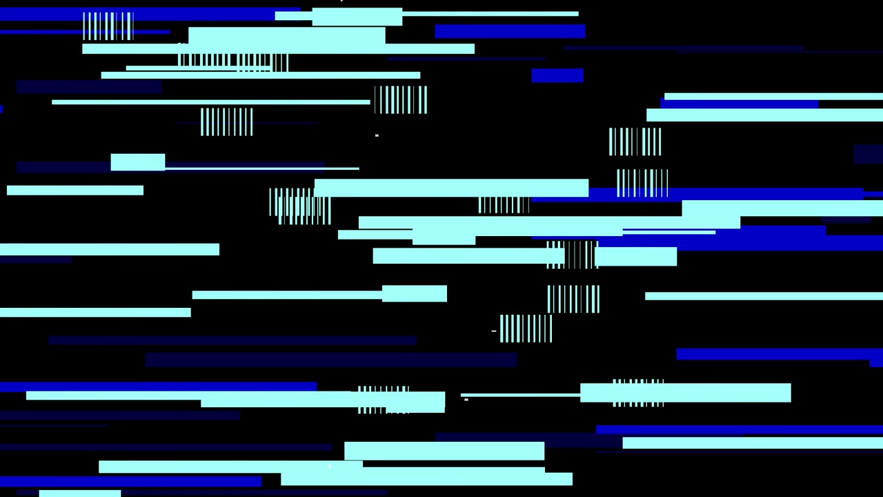 Abstract Digital Glitch Background with Moving Blue and Cyan Lines