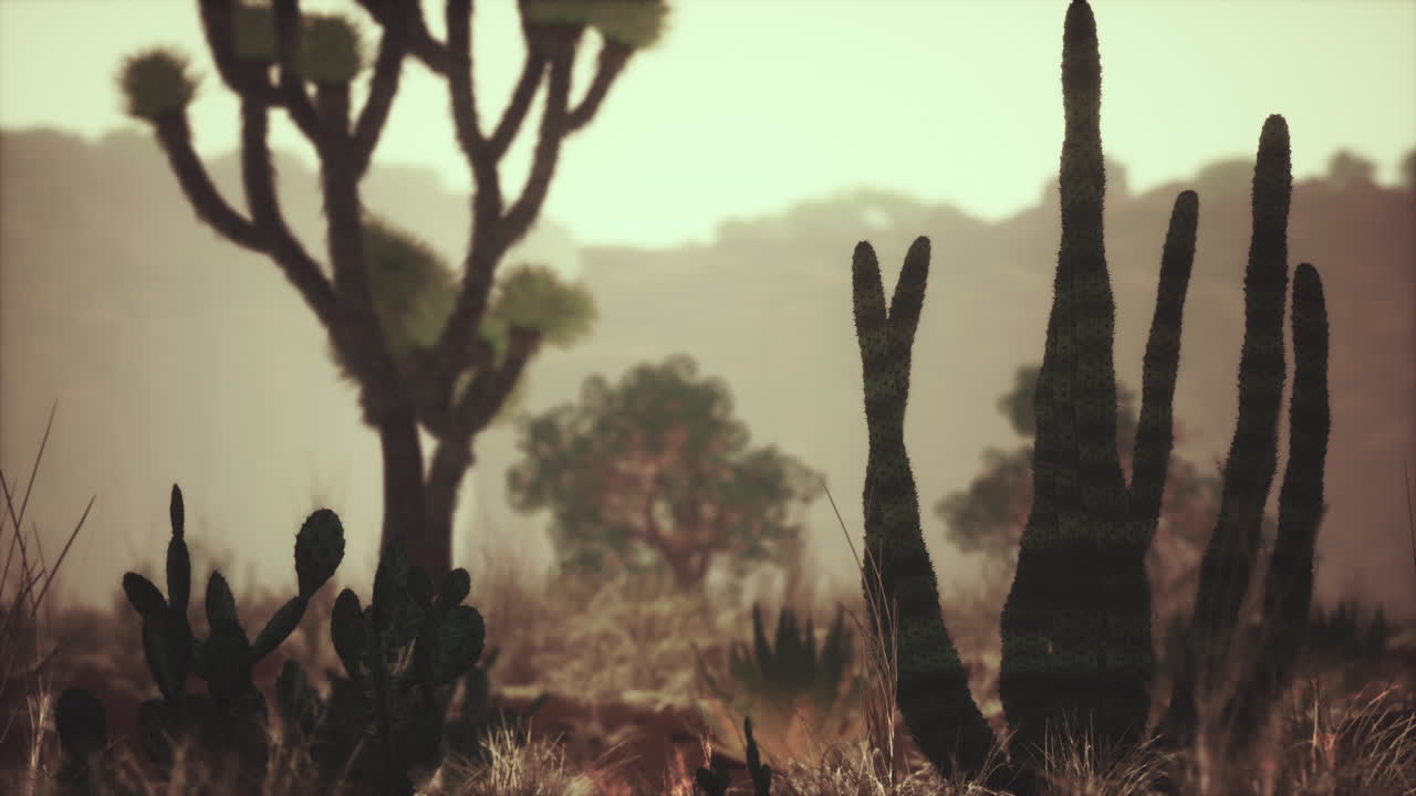 rayo de luz solar disparando a través del cielo del desierto al atardecer