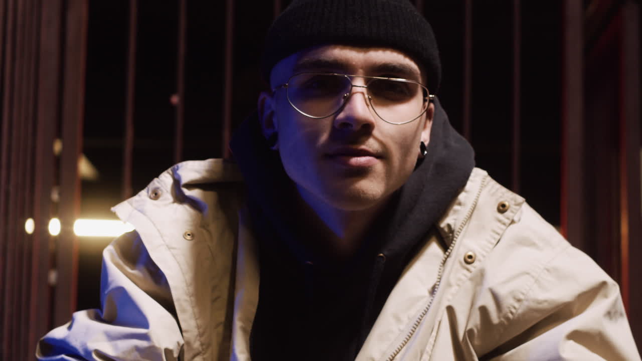 Stylish Young Man at Night