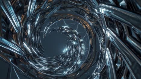 abstract futuristic metal spiral tunnel
