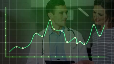 Animation-of-graph-over-diverse-doctor-and-patient