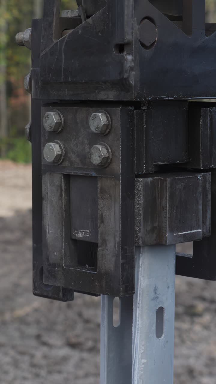 Close-up view of metal construction equipment