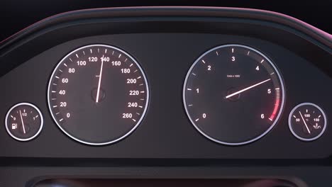 car speedometer picking up speed at night