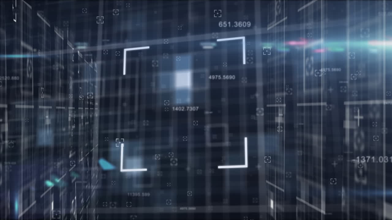 Animation of data processing on black background