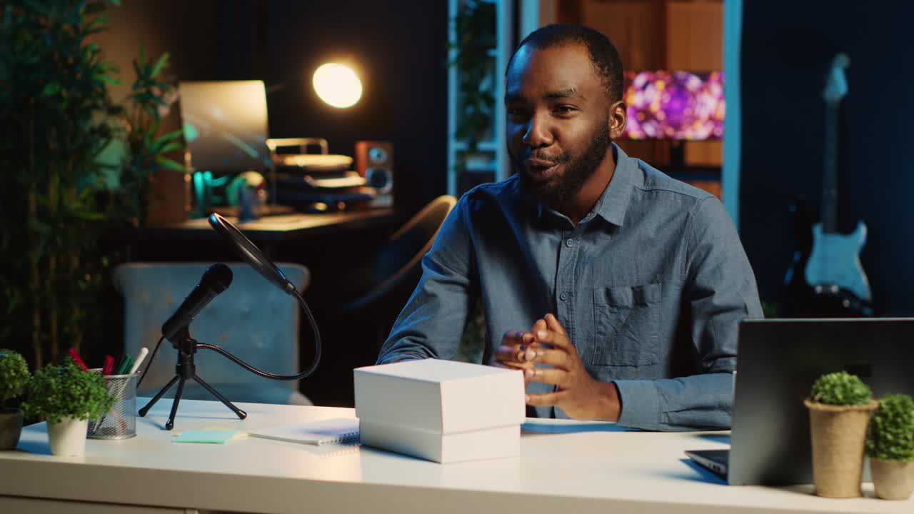 Content creator films technology review