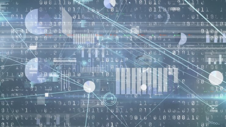Animation of financial data processing over binary coding