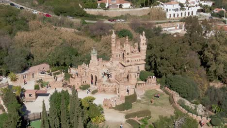 aerial orbit of castillo monumento colomares in benalmadena