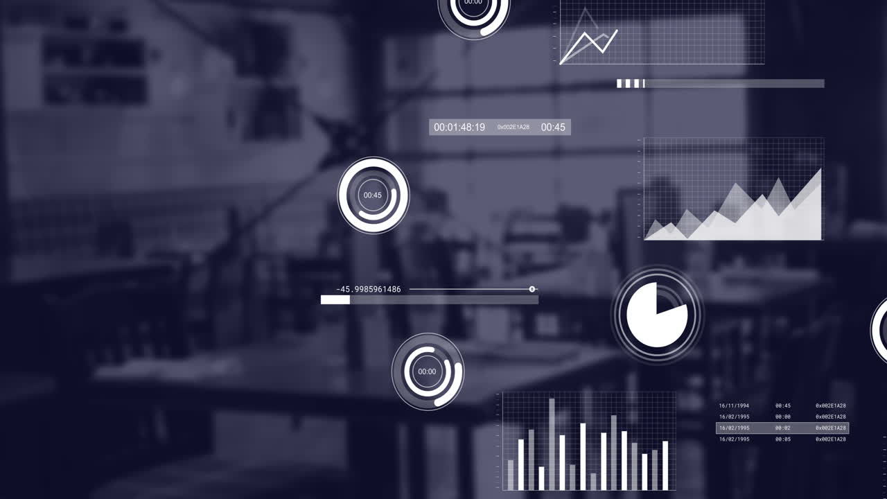 animación de las estadísticas y procesamiento de datos financieros en la oficina