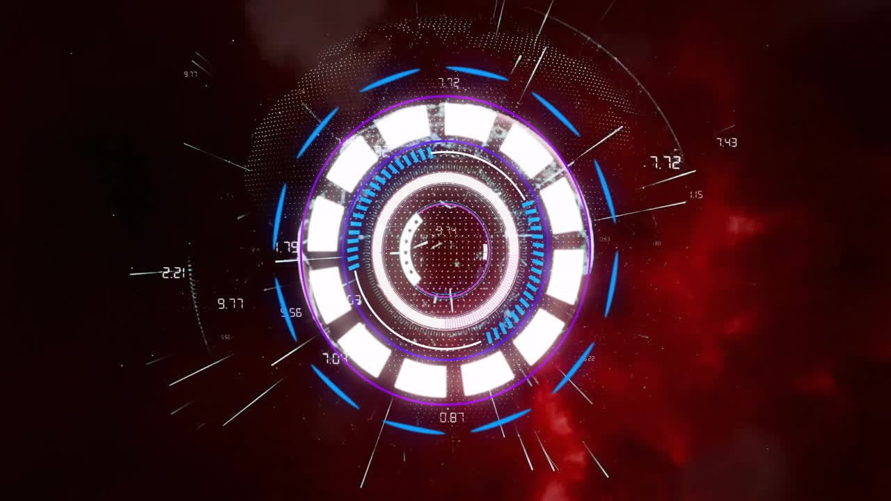 Animation of data processing, network of connections over scope scanning