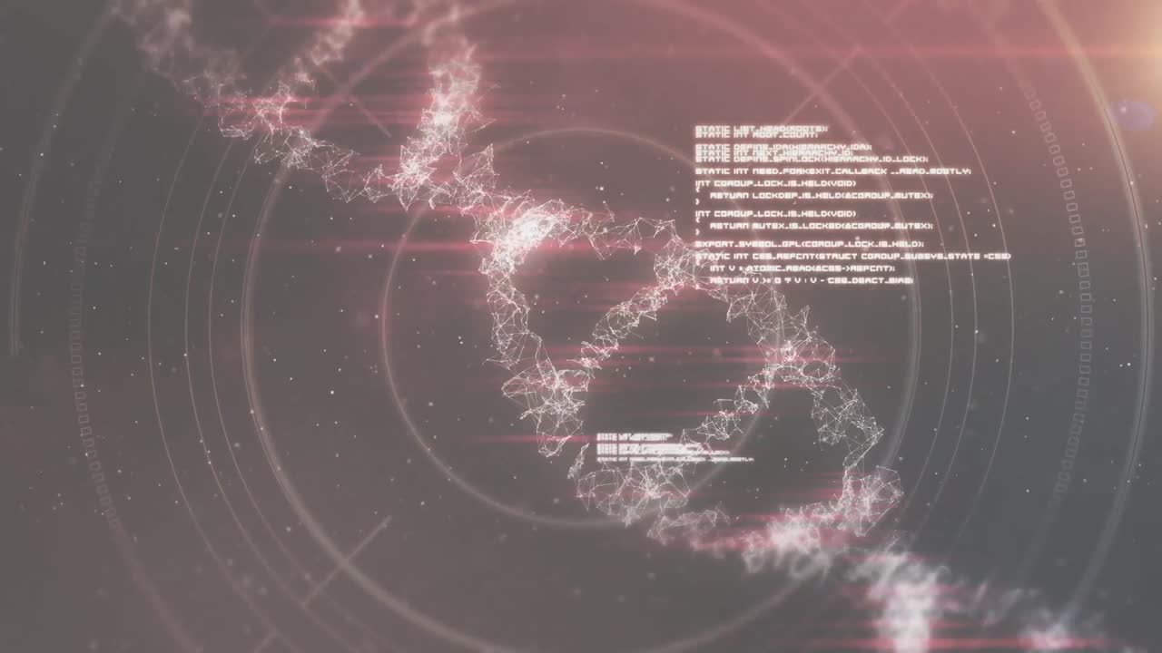 dna 가닥의 애니메이션과 과학적 데이터 처리