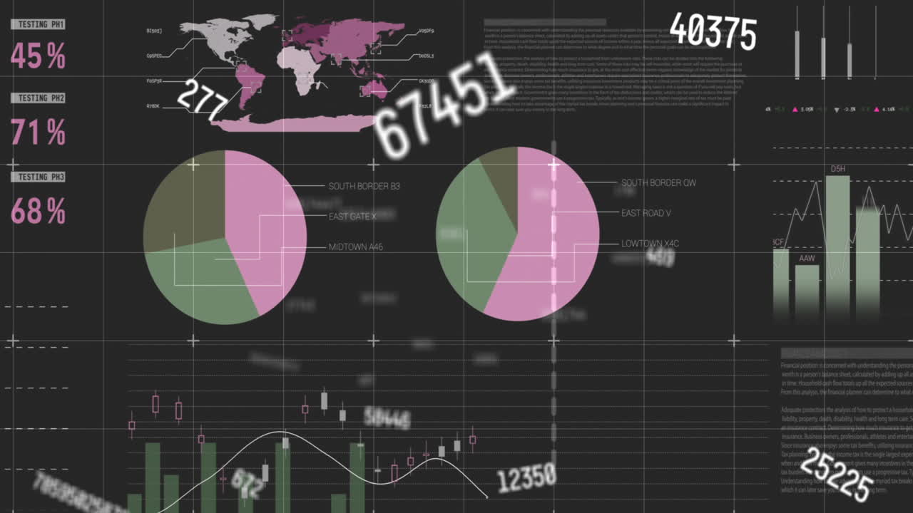 animación del procesamiento de datos financieros