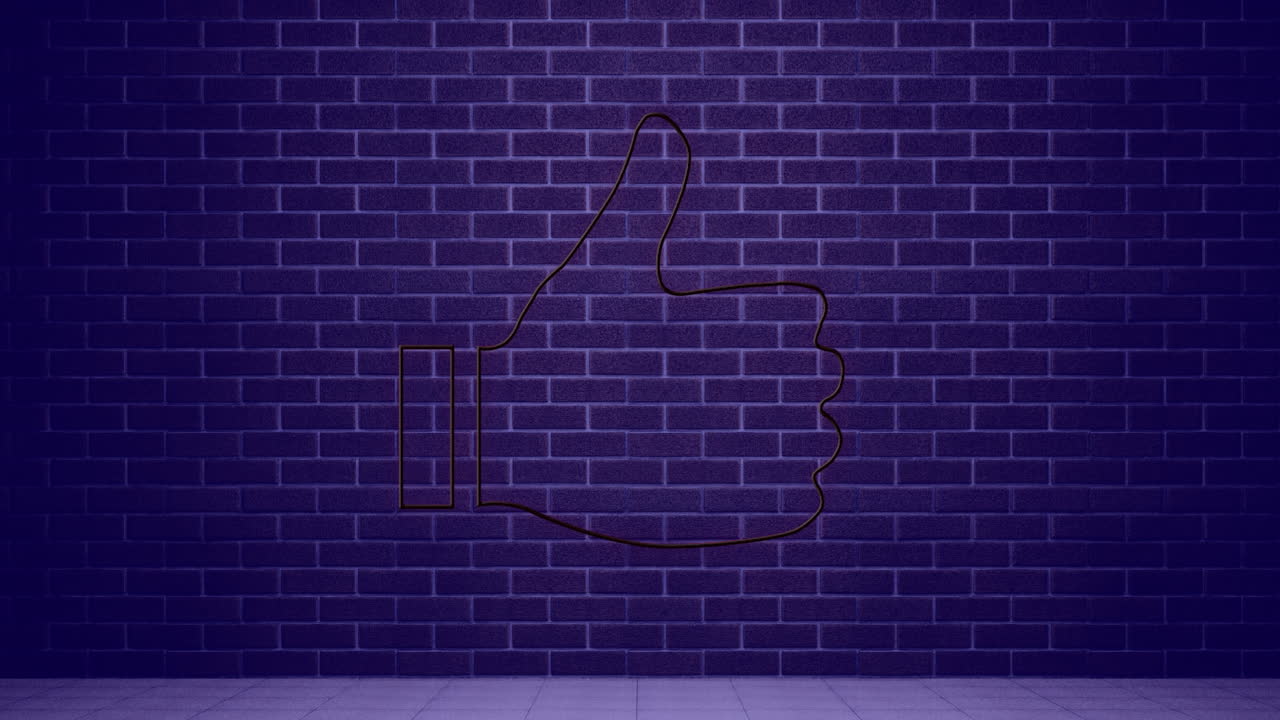 벽돌 벽 4k에 화살표 네온 표지