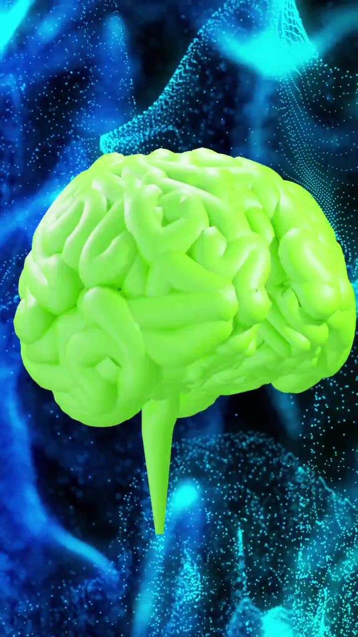 Animazione di cervello digitale che gira su macchie blu
