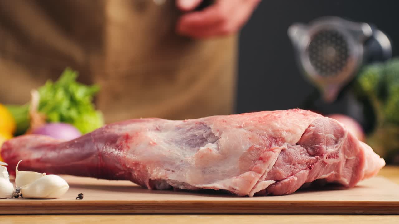 Preparing Raw Lamb Shoulder