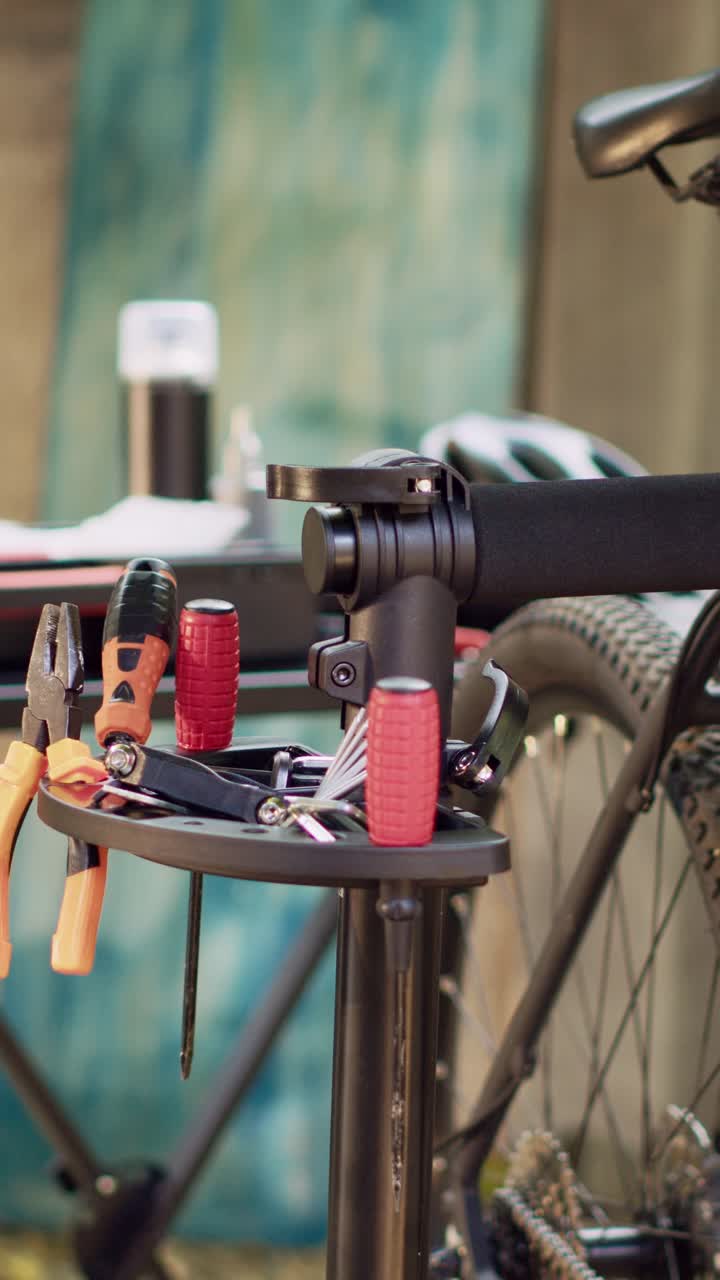 Bike repair stand with tools