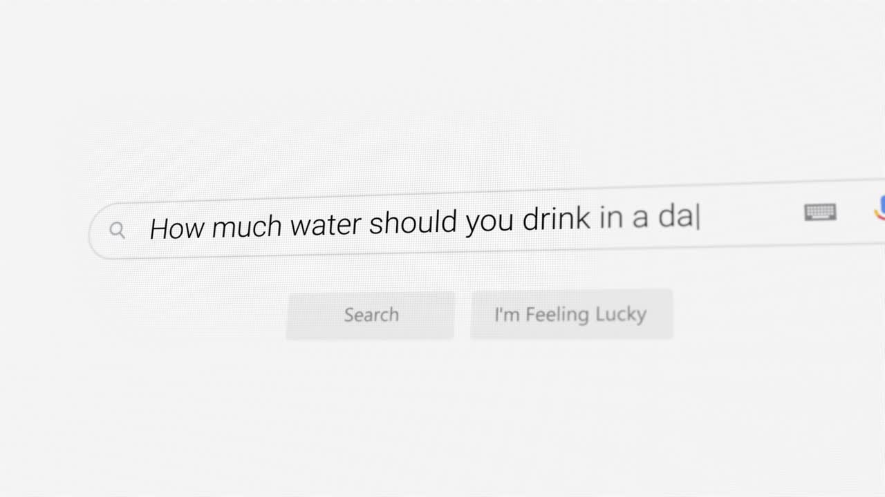 Searching for How much water should you drink in a day? on Internet browser