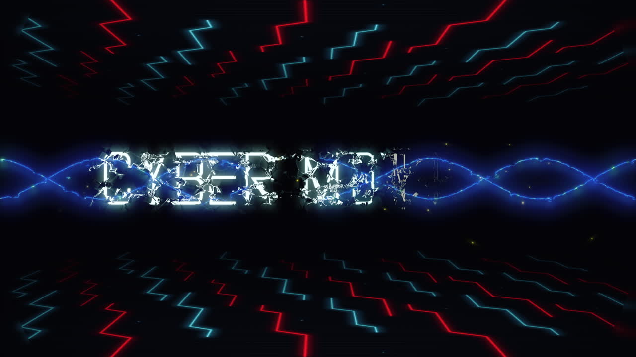 Cyber Monday on computer screen with HUD elements and waves