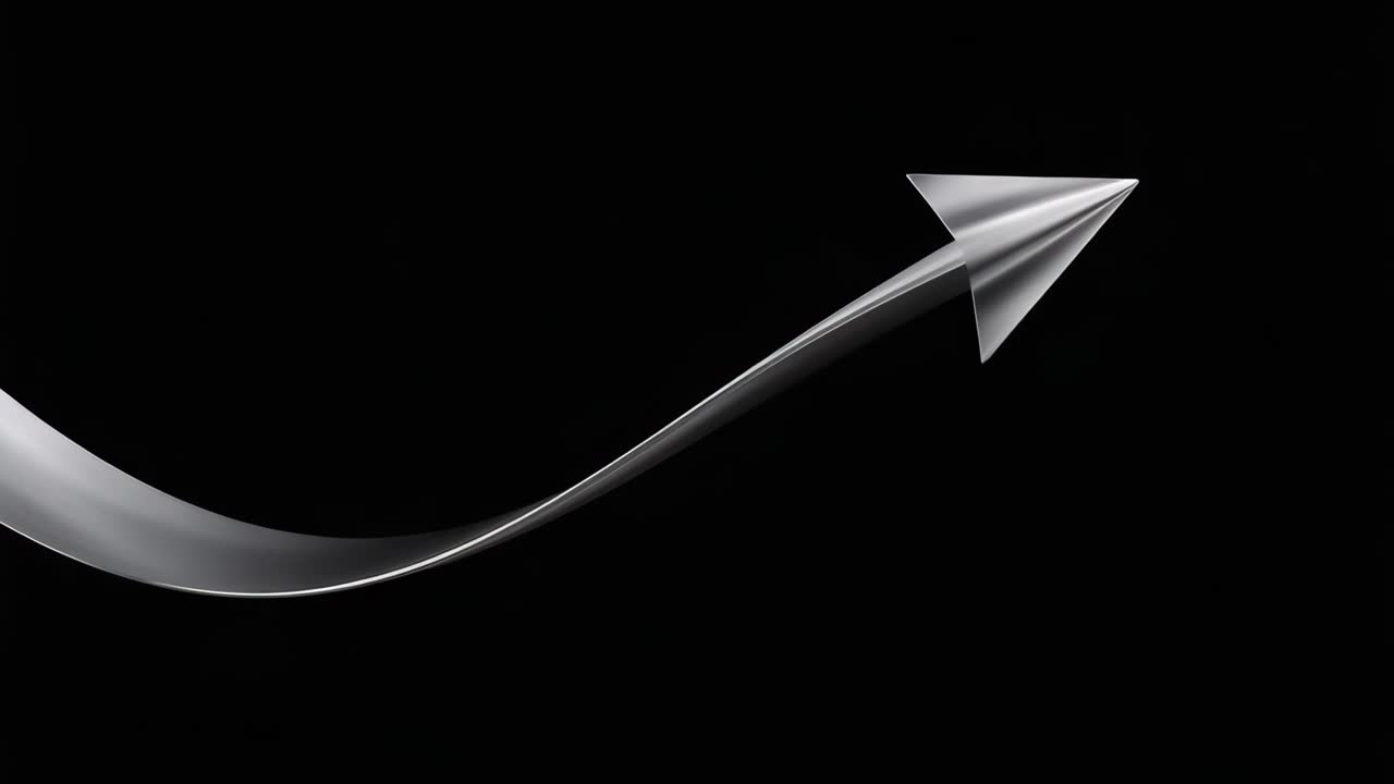 Arrow pointing upwards on black background