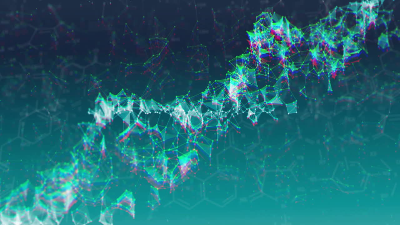 녹색 배경 위에 dna 줄무와 디지털 연결의 애니메이션