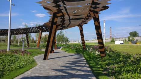 tufeleva roscha architecture park in moscow. summer day at landscape park walk 4k time lapse russia