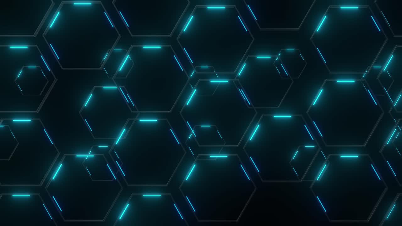 Abstract Hexagon Pattern with Neon Light