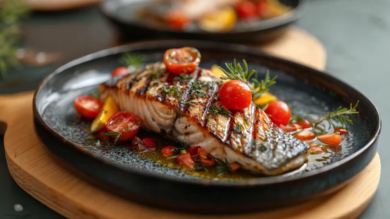 Grilled salmon with tomatoes